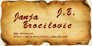 Janja Broćilović vizit kartica